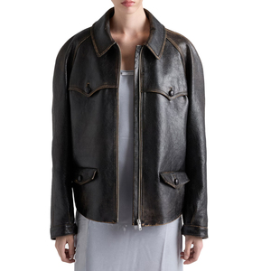 Chaqueta Blusón de Piel de Cabra para Mujer, Diseño de Lujo con Mangas Raglán, Prenda Exterior de Diseñador, Fabricante de Marca Privada Personalizada - Product Image 1