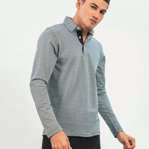 Chemise habillée en coton à pois bleu clair pour homme, manches longues, col boutonné, style décontracté chic, idéale pour le printemps - Product Image 2
