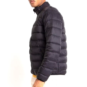 <b>Winter</b> Warm 100% Nylon Canvas Puffer <b>Jacket</b> Men Women OEM Custom Cotton Filled with Zipper Front Logo Hooded Stand Collar - Product Image 2