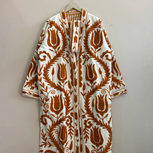 Indian Ethnic Suzani Embroidered Handmade Women Jacket Long <b>Duster</b> Kimono Robe - Product Image 1
