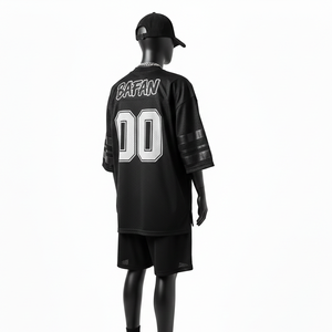 Ensemble short de football pour femmes, respirant, en tissu maille polyester GSM, noir, coupe ample, logo personnalisé par transfert thermique, ensembles pour femmes 100% coton - Product Image 5