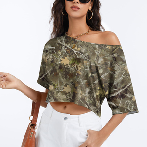 T-shirts courts personnalisés en coton mélangé, coupe ample, respirants, pour le sport et la gym, pour femmes - Product Image 3