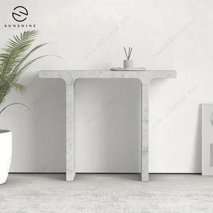 Designer Light Luxury Italian Marble <b>Console</b> <b>Table</b> Curved Glass Wood Living Room Bedroom House Villas Hotels <b>Storage</b> Model - Product Image 3