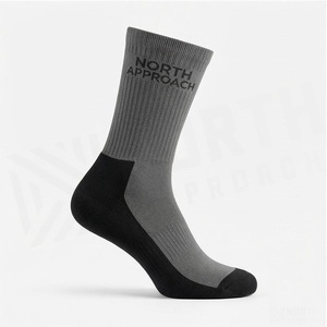 Chaussettes de randonnée respirantes North Approach Crew Socks, gris uni, pour adultes, saison printemps - Product Image 3