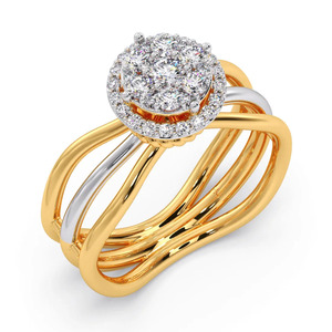 Anillo de Oro con Diamantes y Halo Ovalado Multibanda - Product Image 3