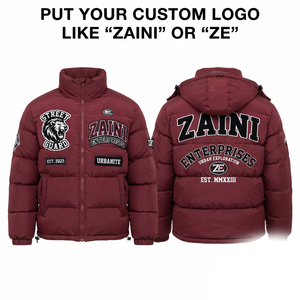 500g Polyester Burgundy Puffer Jacket Quilted Hooded <b>Winter</b> <b>Coat</b> Waterproof Windproof Camouflage Pattern <b>Thick</b> for Men - Product Image 1