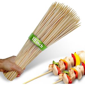 100 brochettes en bambou naturel de 18 pouces, épaisses, pour barbecue, grillades, guimauves et smores – Accessoires de barbecue - Product Image 1