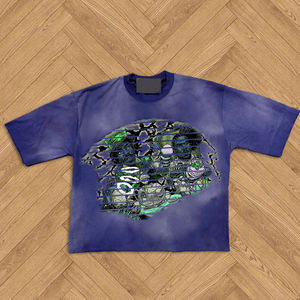 Wholesale Mens Cotton Box Fit Crop <b>Tshirt</b> Custom logo Screen Print Oversized T-shirt - Product Image 4
