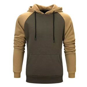 Sweat-shirt à capuche pour homme gris et noir à manches raglan avec poche, coupe classique, style décontracté, tissu French Terry, vêtement d'automne - Product Image 3
