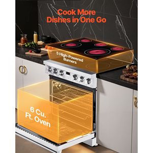 Cucina Componibile Compatta da 36 Pollici in Acciaio Inossidabile con Forno da 6.0 Cu. Ft. Forno Elettrico da Incasso con 5 Bruciatori e Display Digitale - Product Image 2