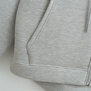 Vintage Pullover 100% Cotton Lightweight Streetwear Oversized Double-ended Zipper <b>Jackets</b> Blank Drop Shoulder Hoodie For Men - Product Image 4