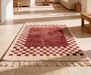 Alfombra Beni Ourain 100% Lana, Anudada a Mano, Alfombra Bereber Marroquí, Tamaño Personalizado, Alfombras Geométricas Boho - Product Image 1