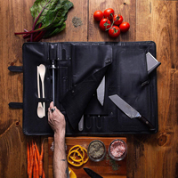 Sac de transport classique en cuir véritable pour chef, organiseur de couteaux rustique, élégant, léger, portable, étui à couteaux avec cordon de serrage et boucle, 4-6 couteaux