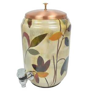 Distributeur d'eau en cuivre imprimé de qualité supérieure 5L avec couvercle en laiton, réservoir de stockage en métal pur ayurvédique pour une hydratation naturelle et saine - Product Image 6