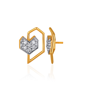 14K Gold Open Hexagon Heart Diamond <b>Stud</b> <b>Earrings</b> Round Cut Lab Grown Diamond Fashion Jewelry Gift for Her - Product Image 4