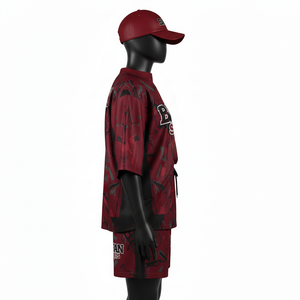 Conjunto de Pantalones Cortos de Fútbol para Mujer, Malla de Poliéster Premium Transpirable, Paneles Laterales Color Granate, Logotipo Personalizado por Sublimación, Conjuntos Femeninos 100% Algodón - Product Image 3