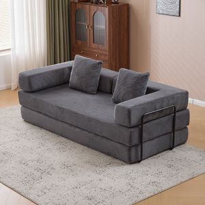 Divano Letto Convertibile Comodo con Supporto Lombare a Cuscino e Braccioli, Futon Lounge Sleeper C-Product - Product Image 1