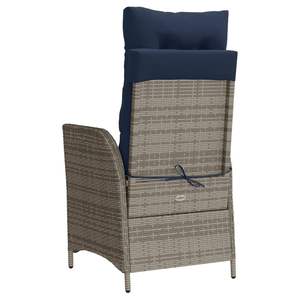 Silla de patio reclinable de ratán polivinílico gris con reposapiés - Product Image 6