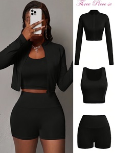 Ensemble de sport trois pièces sans couture Atlaset pour femme : Leggings taille haute, soutien-gorge de sport, veste d'entraînement – Marque privée OEM ODM - Product Image 4