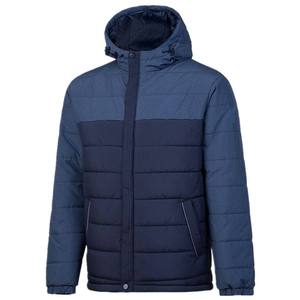 Veste matelassée à capuche noire pour homme, coupe-vent, rembourrage en polyester, fermeture éclair, coupe classique, couleur unie, hiver, décontractée - Product Image 3