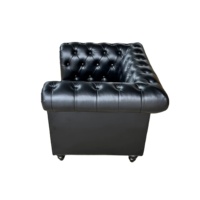 Fauteuil Chester en cuir PU rembourré, fauteuil individuel avec clous décoratifs