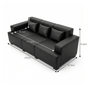 Conjunto de Sofá Esquinero Moderno para Oficina Ejecutiva y Sala de Estar, Cuero PU, Estructura de Madera Ecológica, Diseño Cuadrado Giratorio y Duradero - Product Image 6