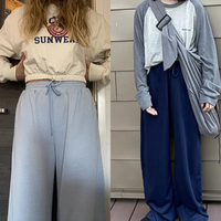 Pantalon de survêtement athlétique pour femme, uni, taille mi-haute, respirant, séchage rapide, avec cordon de serrage, coupe droite, 100 % coton tricoté