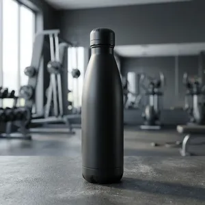 Stainless Steel Black <b>Water</b> <b>Bottle</b> Reusable Leakproof Drinking <b>Bottle</b> for Office School <b>Gym</b> Travel Home & Daily Hydration - Product Image 2