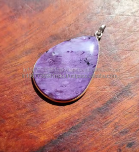 Charoite púrpura 925 colgante de cristal Real de plata esterlina ~ colgante bohemio en forma de pera ~ joyería Bohemia hecha a mano ~ regalo para Halloween - Product Image 3