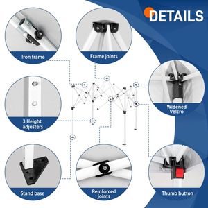 White 5x5 Pop up Canopy & Gazebo Pergola - Product Image 5