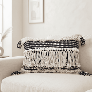 12 x 20 Inches Boho Tassel Cotton Lumbar Cushion Cover <b>Decorative</b> <b>Pillow</b> for Sofa, Chair & Bed - Product Image 2