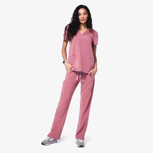 Conjunto de uniforme médico para mujer en color verde azulado, de algodón y poliéster tejido, listo para detección de agujas, disponible para servicio OEM. - Product Image 3