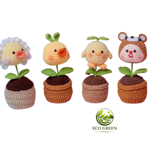 Handmade Crochet Animal Pot Decoration Cute Plush Flower <b>Doll</b> Kawaii Room Aesthetic Gift for Women Kids - Product Image 2