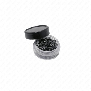 Black <b>Silicone</b> Lined 5mm Micro Link <b>Beads</b> Hair Extension Rings 200PCS Wholesale OEM Supply - Product Image 5
