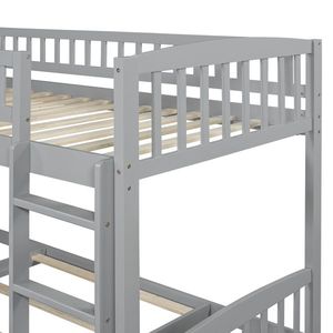 Gray Twin Over Twin Bunk Bed with Slide and Ladder for Kids - Product Image 6