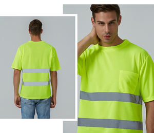 Chemise de travail haute visibilité pour l'été, respirante, imperméable, thermique, coupe-vent, polo réfléchissant - Product Image 6