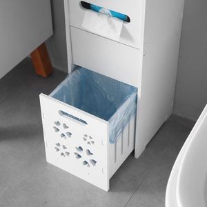 Scaffale da Bagno a 3 Ripiani Bianco 25x25x80cm con Cestino per Rifiuti - Product Image 5