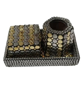 Artesanías de estilo árabe de madera con incrustaciones de Metal Bakhoor bandeja Mubakhar quemador de incienso para Eid/Ramadán regalo y artículo decorativo - Product Image 1