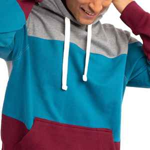 Men's Color Blocking Fleece Pullover Hoodie Regular Fit <b>100</b>% <b>Polyester</b> Eco-Friendly Breathable Winter Wear with Pocket - Product Image 6