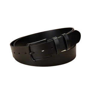 Men's Black Genuine Leather Belt Cow Hide <b>Pin</b> Buckle Casual Dress Belt Adjustable Wide Waist Belt Premium Quality Custom Logo - Product Image 1