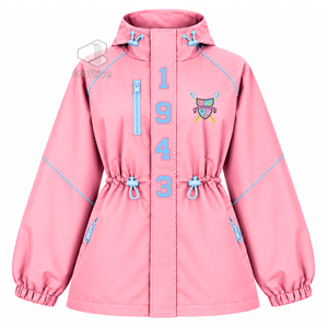 Chaqueta Impermeable con Capucha Rosa para Mujer de la Hermandad Gamma Phi Delta, Cortavientos con Cierre Completo, Cintura Ajustable con Cordón, Chaqueta Anorak para Exteriores - Product Image 1