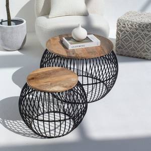 ชุดโต๊ะกาแฟไม้มะม่วงทรงกลม วานดานา เซโนวา โนวารา พร้อมฐานโลหะสำหรับตกแต่งสไตล์โมเดิร์น - Product Image 4