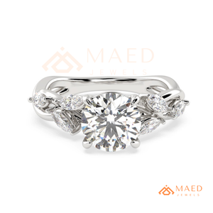 925 Sterling Silver Round Cut Moissanite Engagement Ring Leaf Vine Wedding Ring Luxury Bridal Jewelry USA <b>Gift</b> for Women - Product Image 5