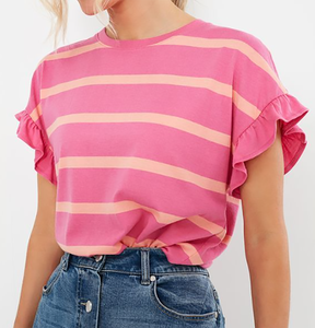 T-shirt à manches courtes à imprimé floral pour femme avec inscription « Make It Real », col rond, coupe ample, style décontracté, printemps-été - Product Image 4