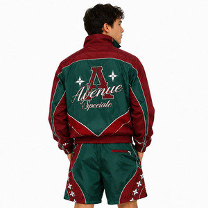ชุดเซ็ตเสื้อฮู้ดดี้และกางเกงขาสั้นสไตล์วินเทจลำลองสำหรับผู้ชาย Y2K ผ้าโพลีเอสเตอร์ระบายอากาศได้ดี แต่งแถบสะท้อนแสง ป้องกันลม เหมาะสำหรับฤดูร้อน - Product Image 2