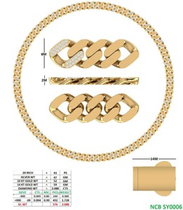สร้อยคอแบบ Cuban Link ประดับเพชรทรงกลม 14K ทองคำแท้ ครึ่งเส้นฝังเพชรแบบ Pave สไตล์ฮิปฮอปสุดหรู พร้อมตัวล็อกแบบกล่อง - Product Image 1