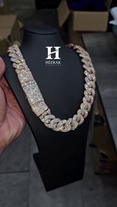 Heavy 22mm <b>Iced</b> <b>Out</b> Cuban Link <b>Chain</b> 10K Rose Gold VVS Lab Grown Diamond Miami Cuban <b>Chain</b> Necklace Hip Hop Jewelry - Product Image 1