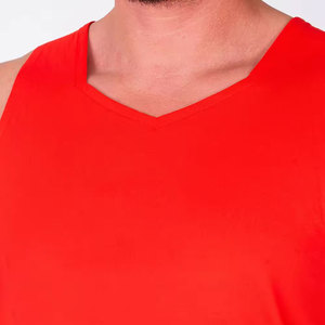 Perfectionists Men's <b>Red</b> Sleeveless <b>Tank</b> <b>Top</b> O-Neck Breathable Polyester Quick Dry Solid Color Casual Workout Wear HIGH STREET - Product Image 5