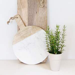 Planche à découper en marbre et bois, surface de découpe de luxe pour cuisine, durable, en pierre naturelle et bois massif, planche de préparation alimentaire - Product Image 2