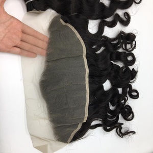 Venta al por mayor caliente de color negro frontal 13x4 extensiones de cabello humano cuerpo ondulado Cierre de encaje frontal - Product Image 3